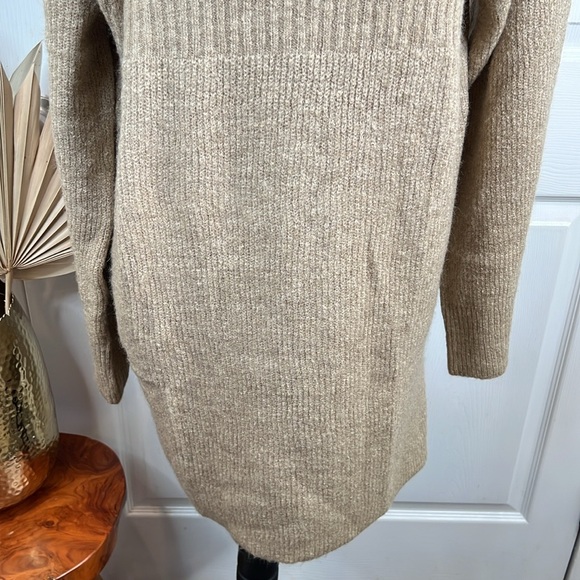 👑Topshop Women's Knitted Oversized Rollneck Sweater Dress Oat Brown Size L - Picture 5 of 11